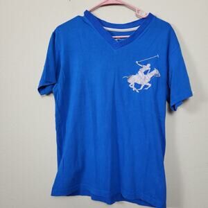Beverly Hills Polo Club Mens Blue Short Sleeve V Neck Basic T Shirt Size Medium‎
